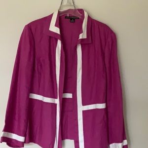 Ellen Tracy Fuchsia and White Trim Blazer